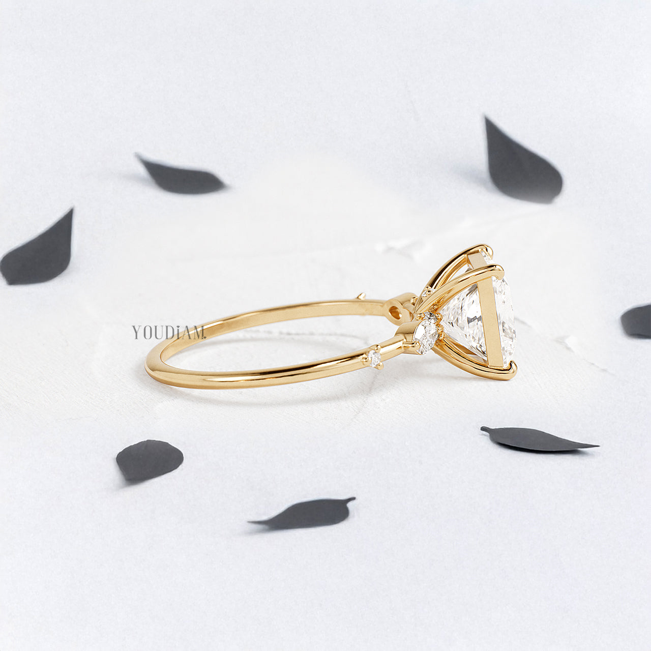 Princess Lab Diamond with Tiny Accented Diamonds Ring - YDJLR170