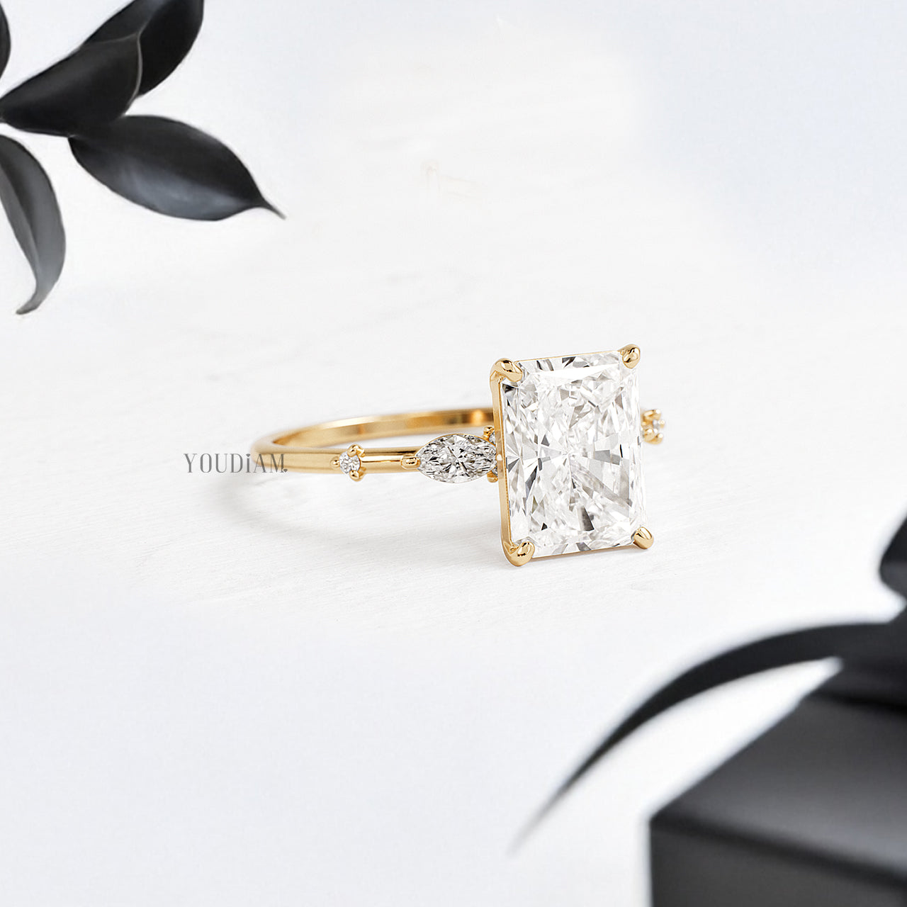 Radiant Lab Diamond with Tiny Accented Diamonds Ring - YDJLR171