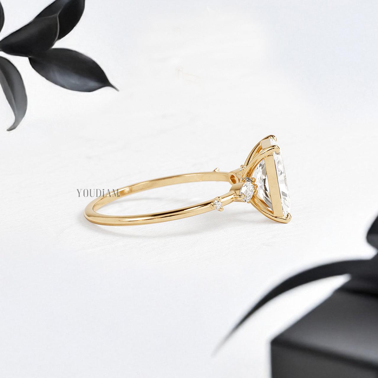 Radiant Lab Diamond with Tiny Accented Diamonds Ring - YDJLR171