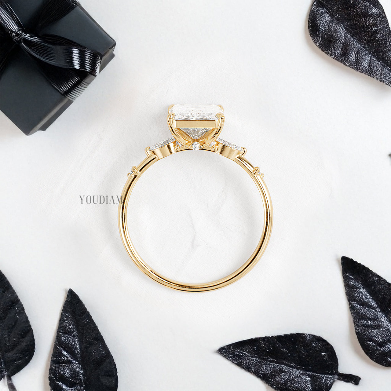 Radiant Lab Diamond with Tiny Accented Diamonds Ring - YDJLR171