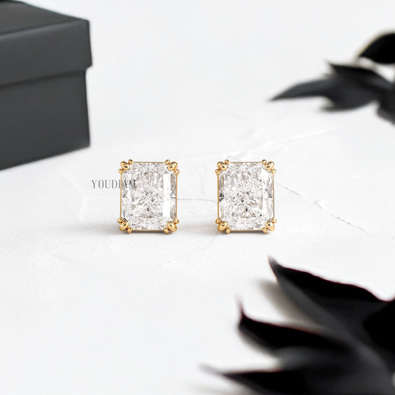 Radiant Lab Diamond Studs in Trio-Prongs - YDJLE30