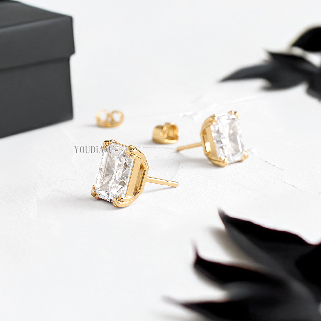 Radiant Lab Diamond Studs in Trio-Prongs - YDJLE30