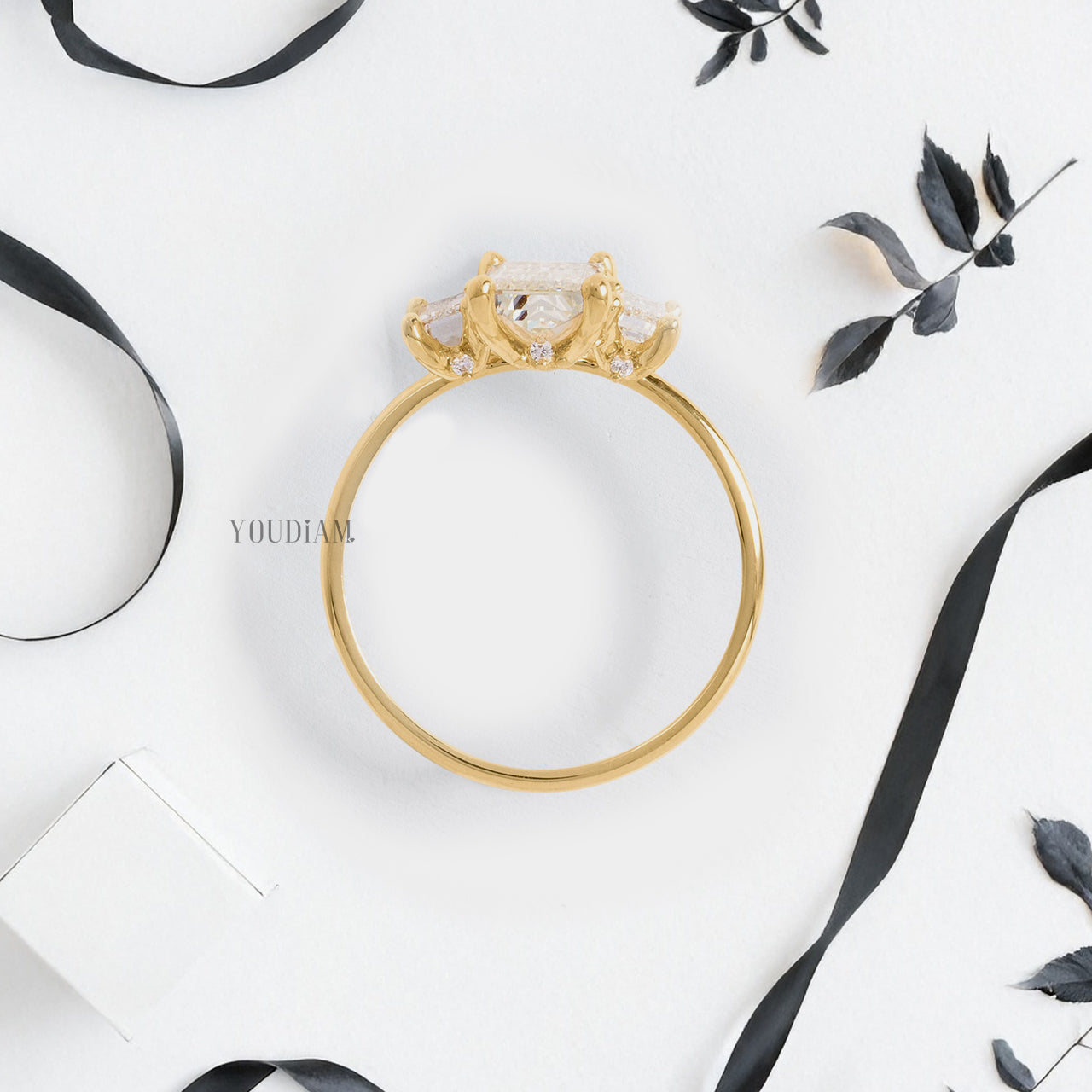 Three Baguette Lab Diamonds Ring - YDJLR166