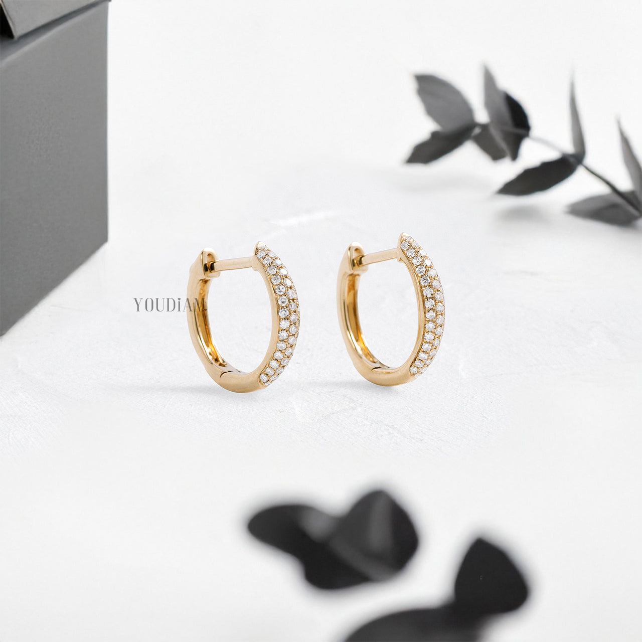 Three Row Diamond Dome Huggie Earrings - YDJLE38