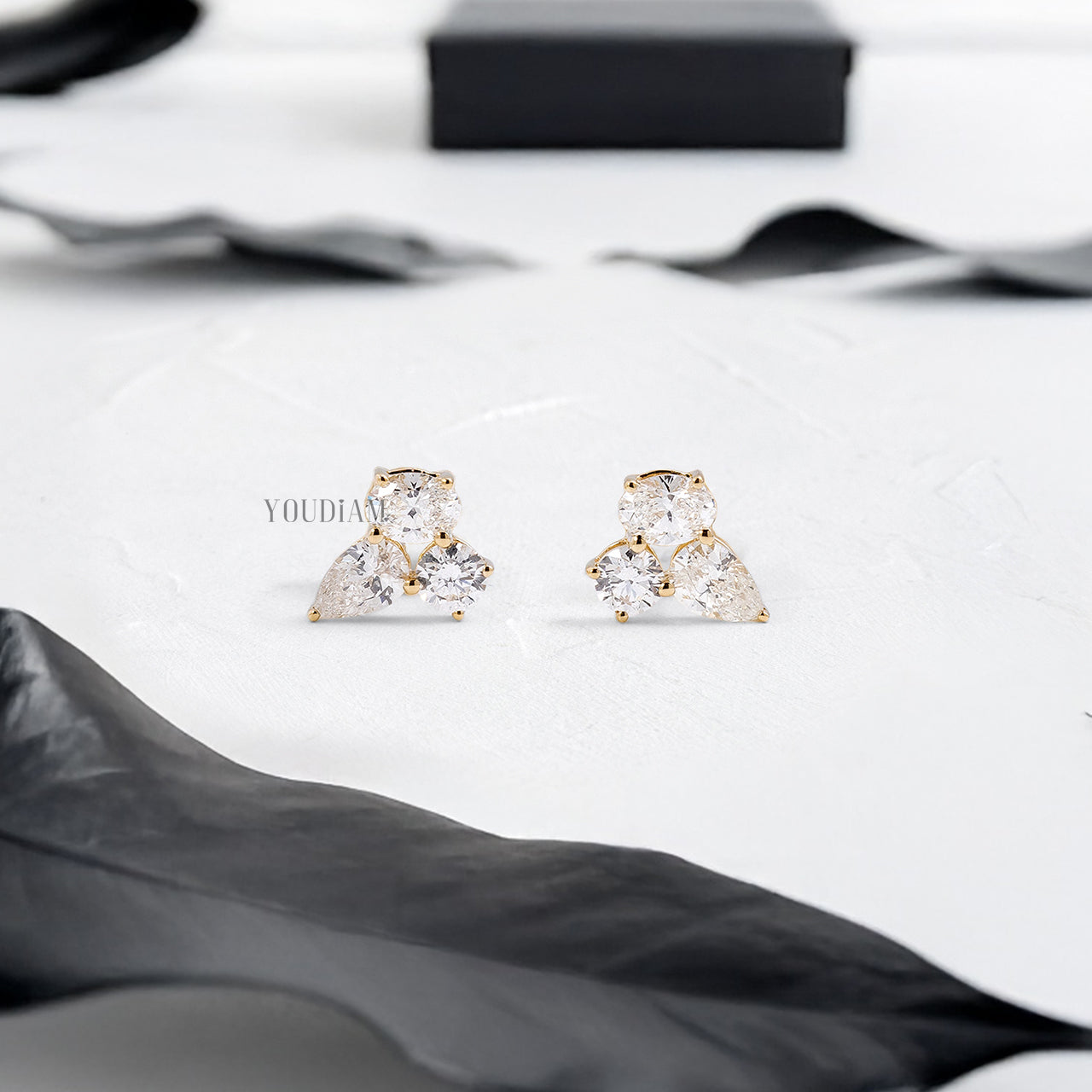 Trio Lab Diamonds Cluster Stud Earrings - YDJLE24