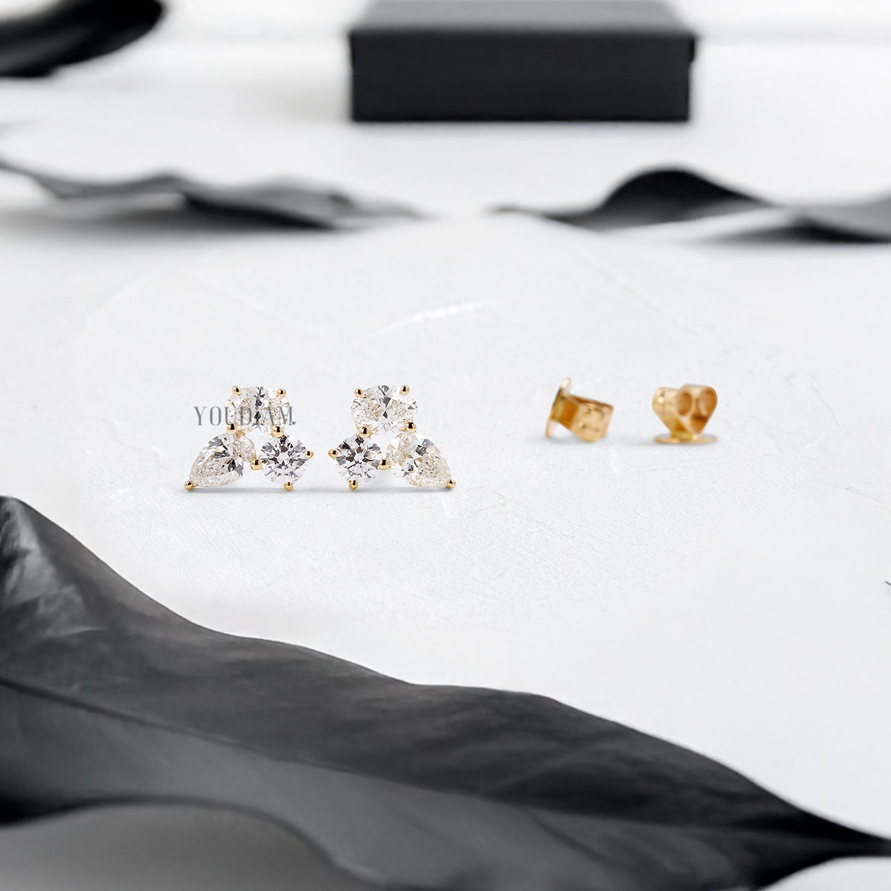 Trio Lab Diamonds Cluster Stud Earrings - YDJLE24