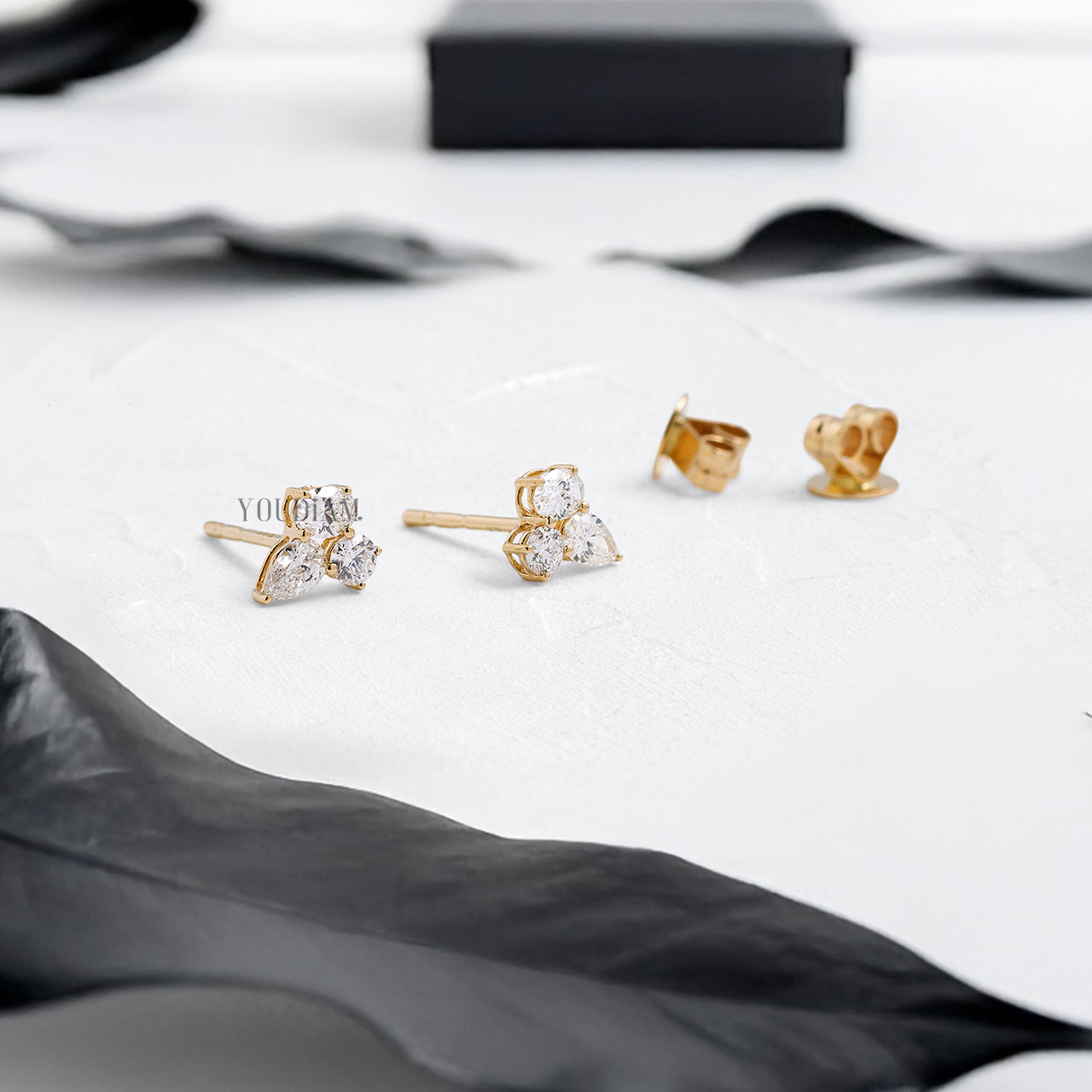 Trio Lab Diamonds Cluster Stud Earrings - YDJLE24