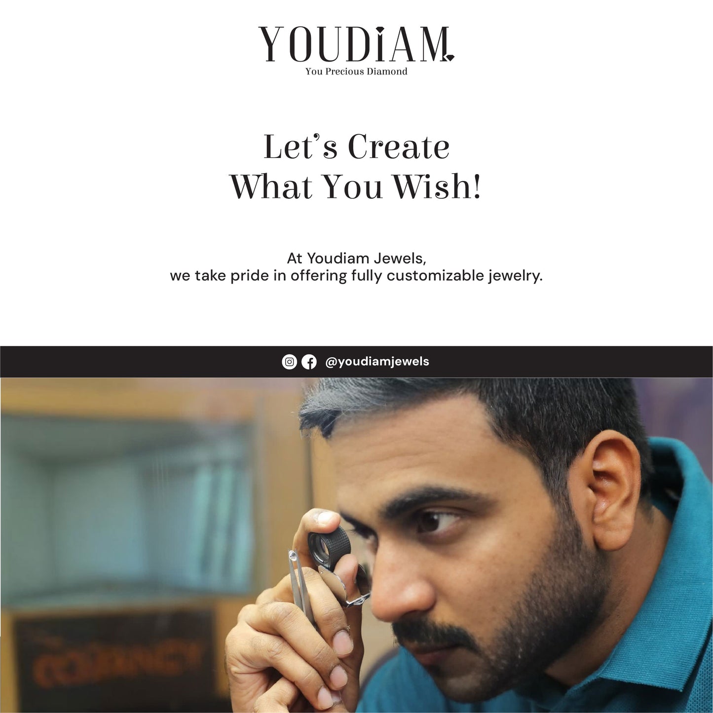 Cushion Lab Diamond with Scattered Accent Diamonds Ring - YDJLR101