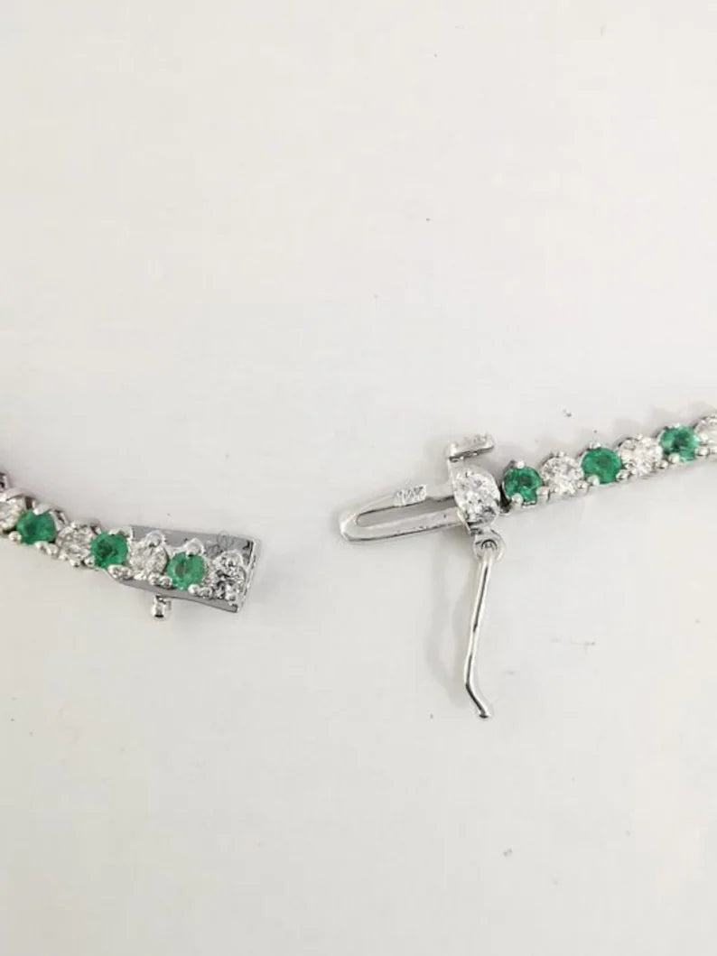 Custom Order - Lab Green Emeralds and Lab Moissanites Tennis Necklace