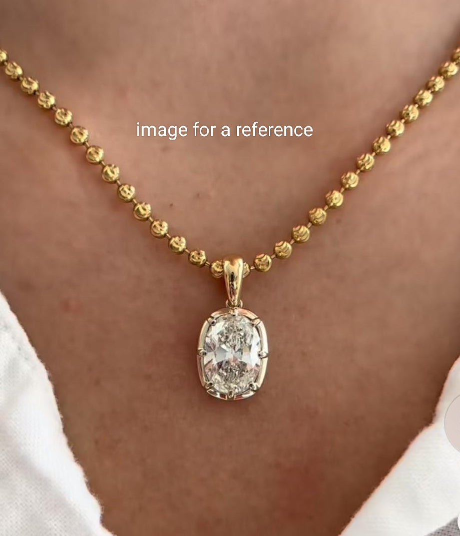 Custom Made Jewelry - 3ct Oval in Cushion Style Bezel Set Pendant with Chain