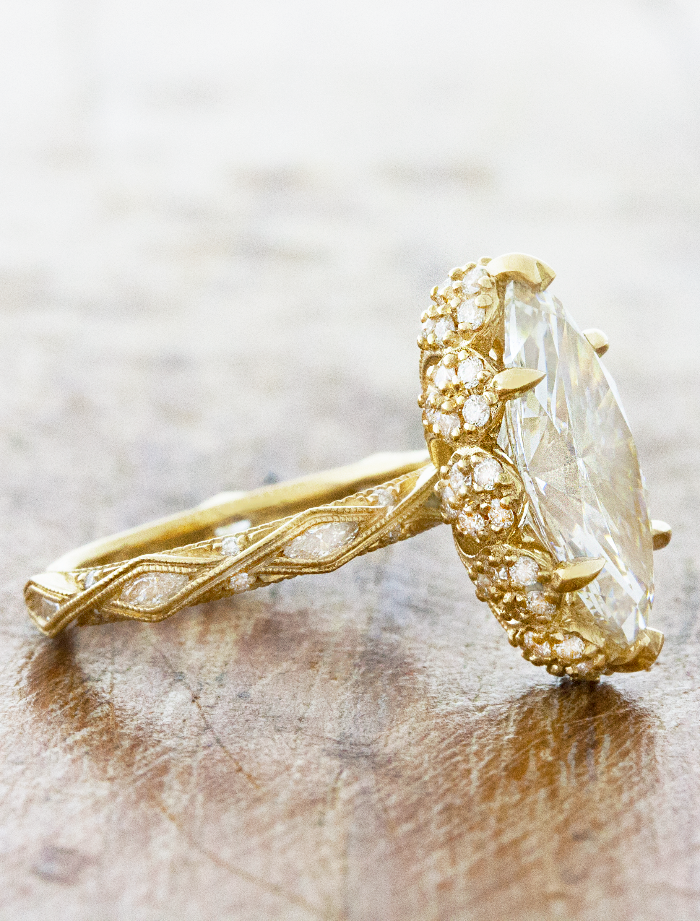 Custom Made Jewelry - Vintage Style Marquise with Halo Ring