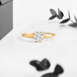 Round Lab Diamond in Six Prongs with Taper Band Ring - YDJLR57