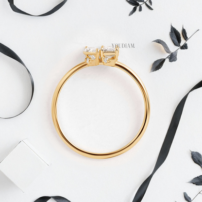 Toi Et Moi with Emerald and Marquise Diamonds Ring - YDJLR64