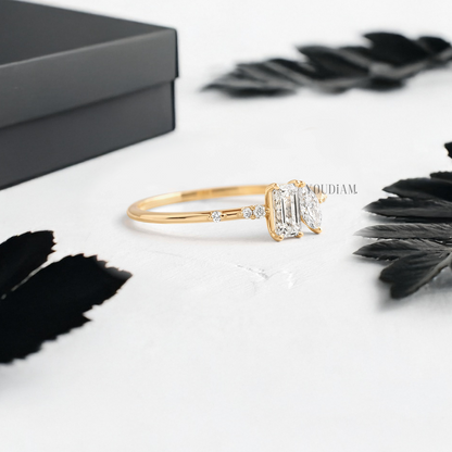 Toi Et Moi with Emerald and Marquise Lab Diamonds with Accent Diamonds Ring - YDJLR66