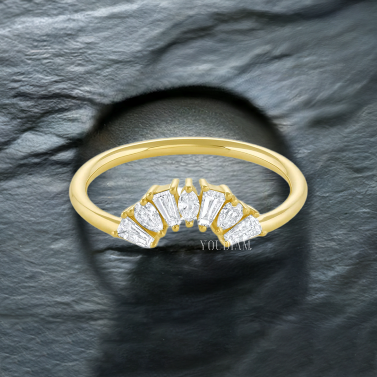 Curved Band with Marquise, Tapered Baguette, Pear, Mixed Cut Diamonds Band - EUDJLR54