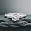Petite Twist Lab Diamond Ring with Split-Shank Knife Edge and Pave Diamonds - EUDJLR50