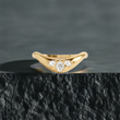 Stacking Band with Pear Lab Diamonds, Curved Wedding Band - EUDJLR42