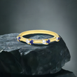 White Lab Diamond and Blue Sapphire Alternately Set Band, Blue Sapphire Band - EUDJLR60