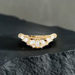 Stacking Band with Marquise Lab Diamonds, Curved Wedding Band - EUDJLR41