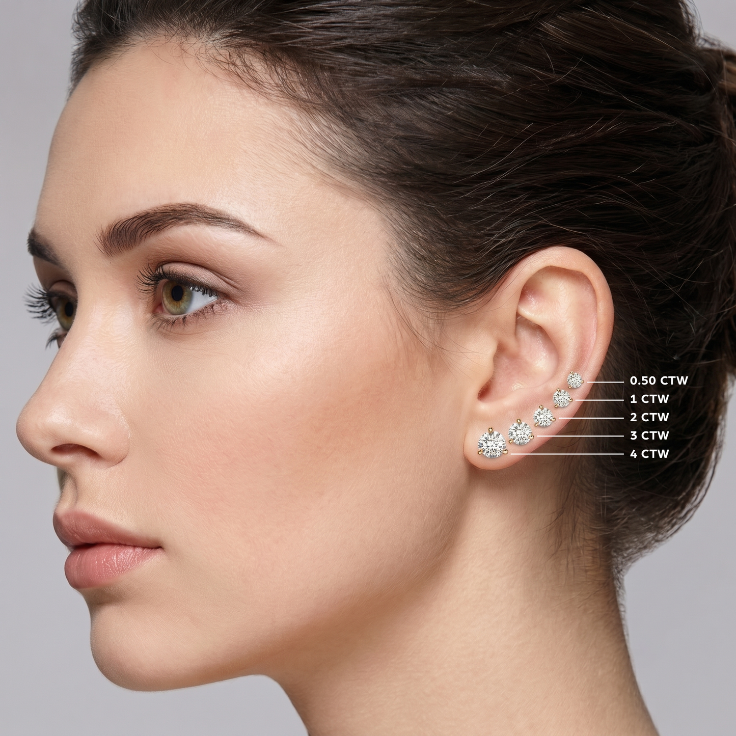 Round Cut Lab Diamonds Stud Earrings (1 to 4ctw) in Solid Gold