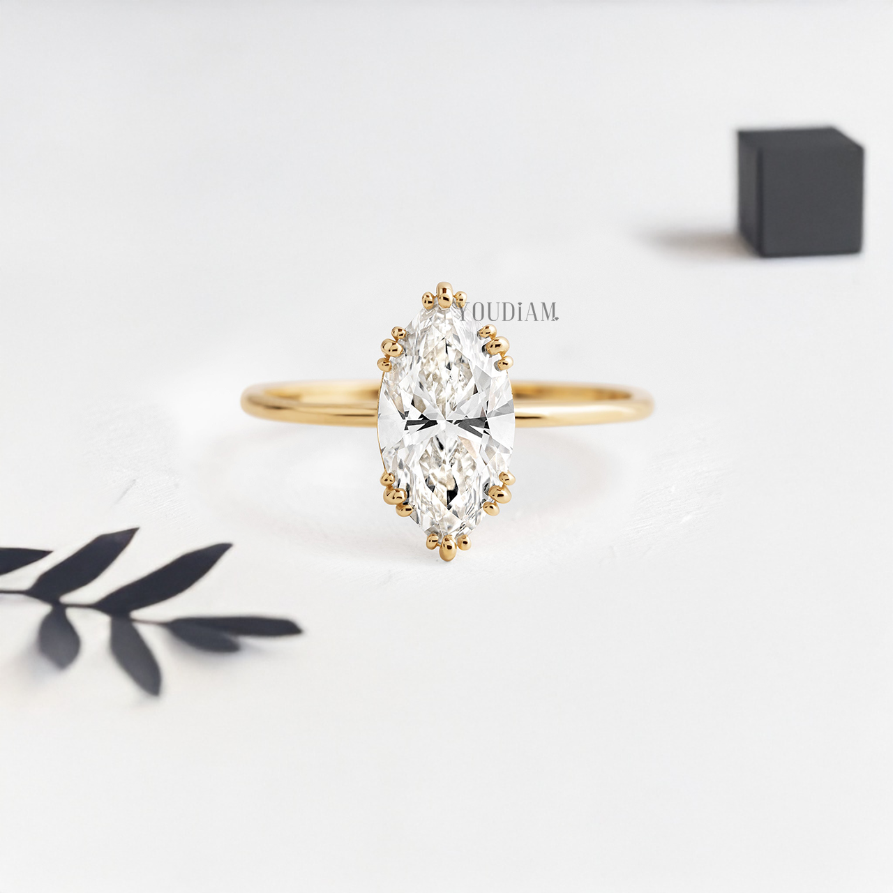 Marquise Lab Diamond with Six Trio-Prongs Ring - YDJLR96