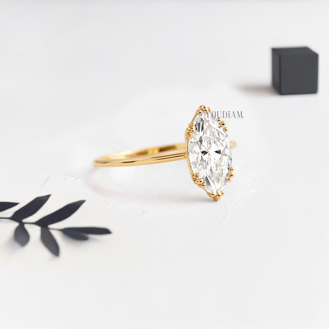 Marquise Lab Diamond with Six Trio-Prongs Ring - YDJLR96