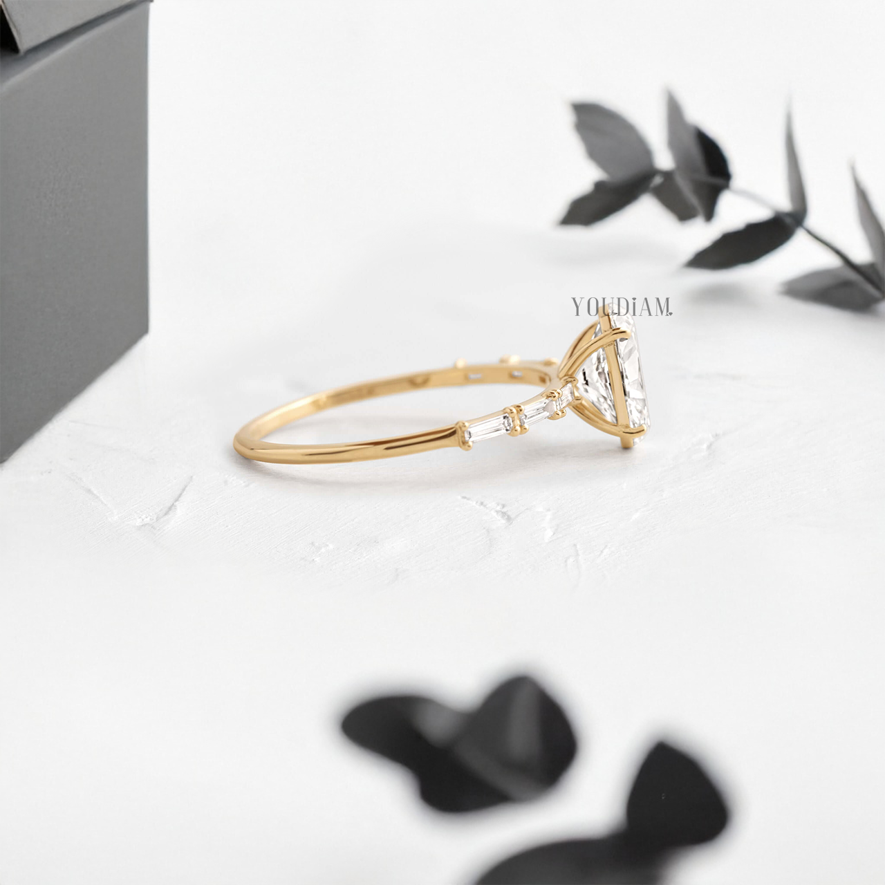 Oval Lab Diamond Accented by Baguette Diamonds Ring - YDJLR79