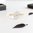 Oval Lab Diamond in Six Prongs and Pave Diamonds Ring - YDJLR25