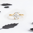 Oval Lab Diamond with Double-Prongs and Side Diamonds Ring - YDJLR36