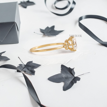 Oval Lab Diamond with Lovely Accent Diamonds Ring - YDJLR51