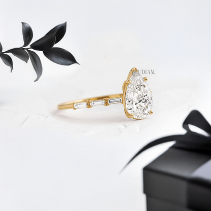 Pear Lab Diamond Accented by Baguette Diamonds Ring - YDJLR80