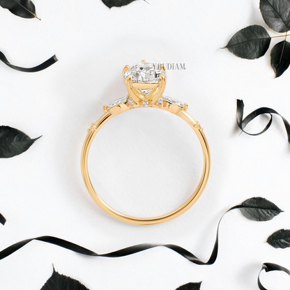 Pear Lab Diamond with Tiny Accented Diamonds Ring - YDJLR84