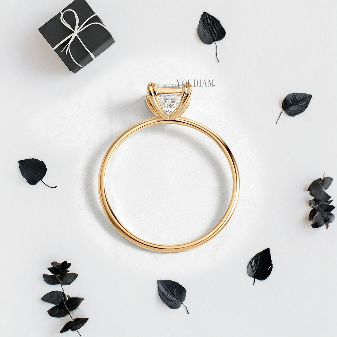 Princess Lab Diamond with Trio-Prongs Ring - YDJLR72