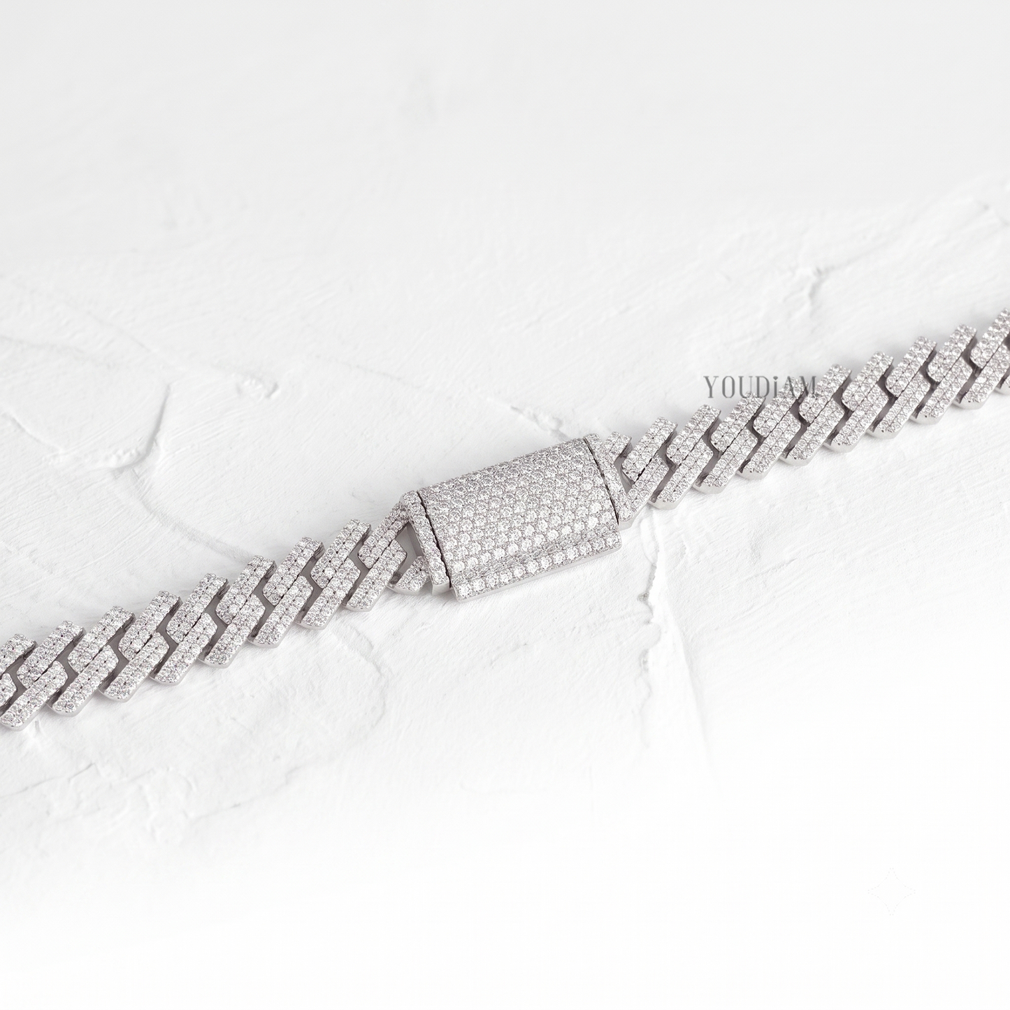 2 Row Cuban Link Chain 10mm with Lab Diamonds - YDJIOC09