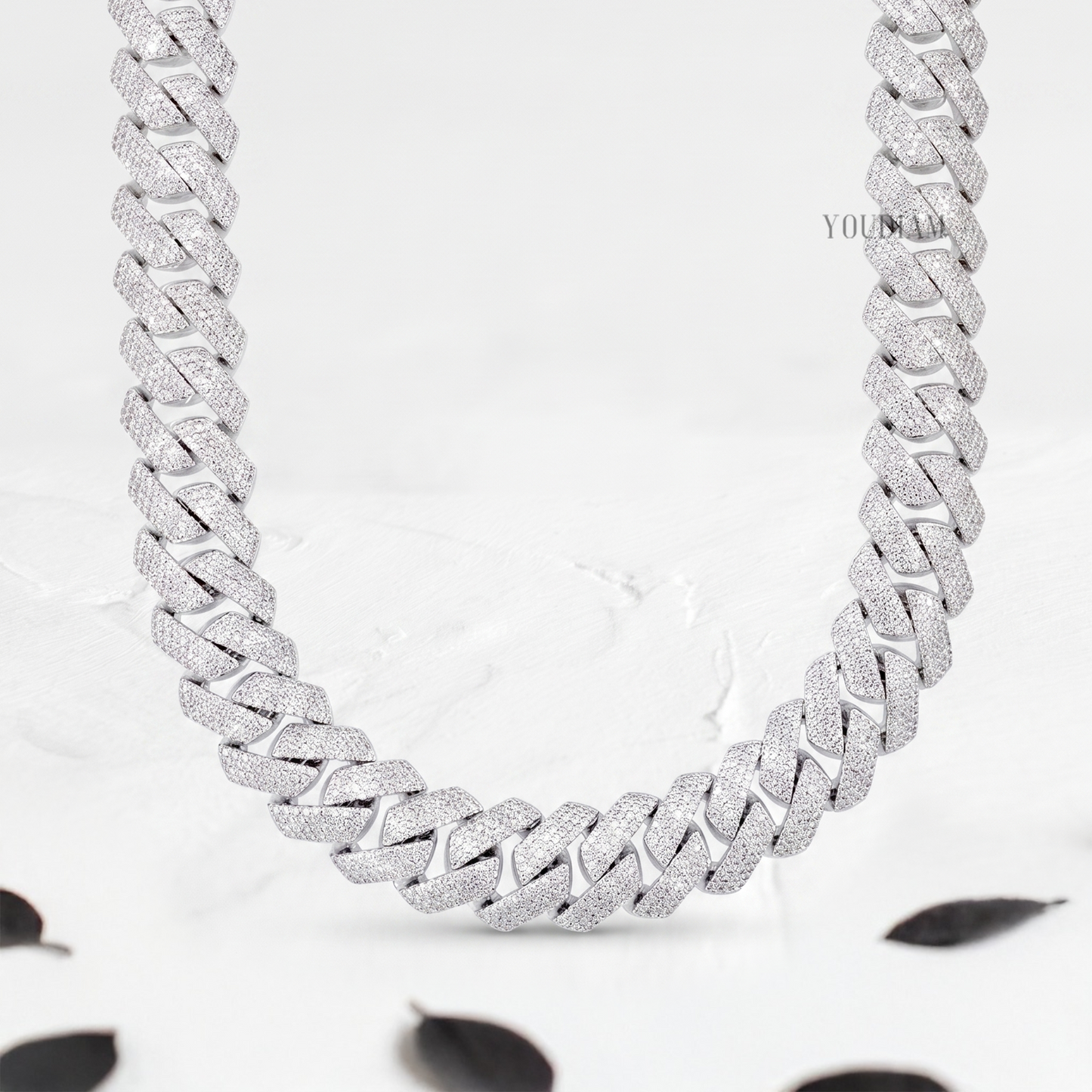 4 Row Cuban Link Chain 15mm with Lab Diamonds - YDJIOC11