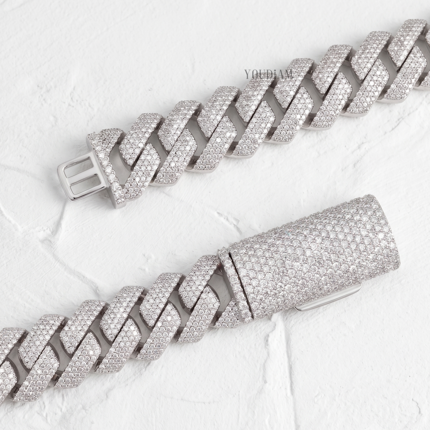 4 Row Cuban Link Chain 15mm with Lab Diamonds - YDJIOC11