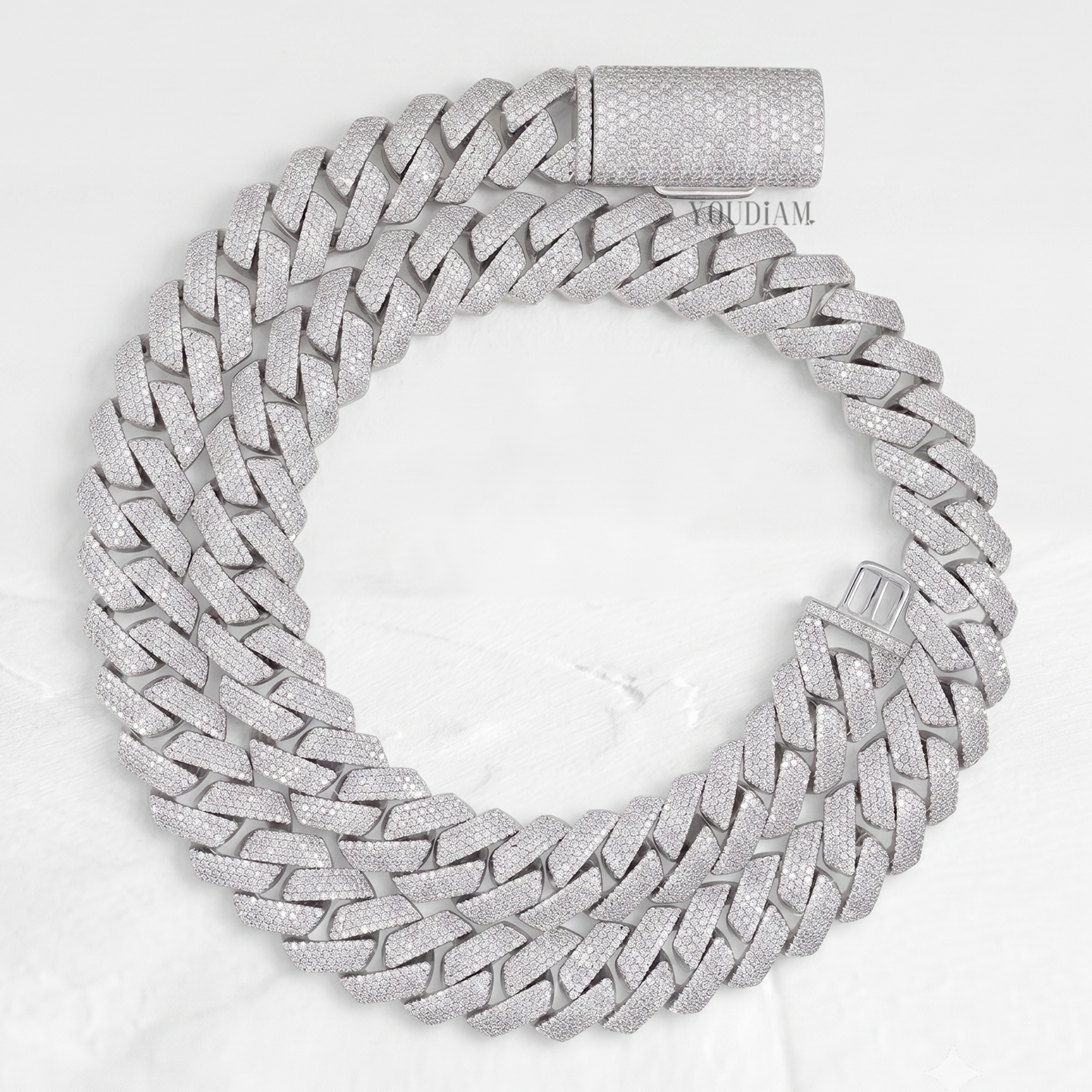 4 Row Cuban Link Chain 15mm with Lab Diamonds - YDJIOC11
