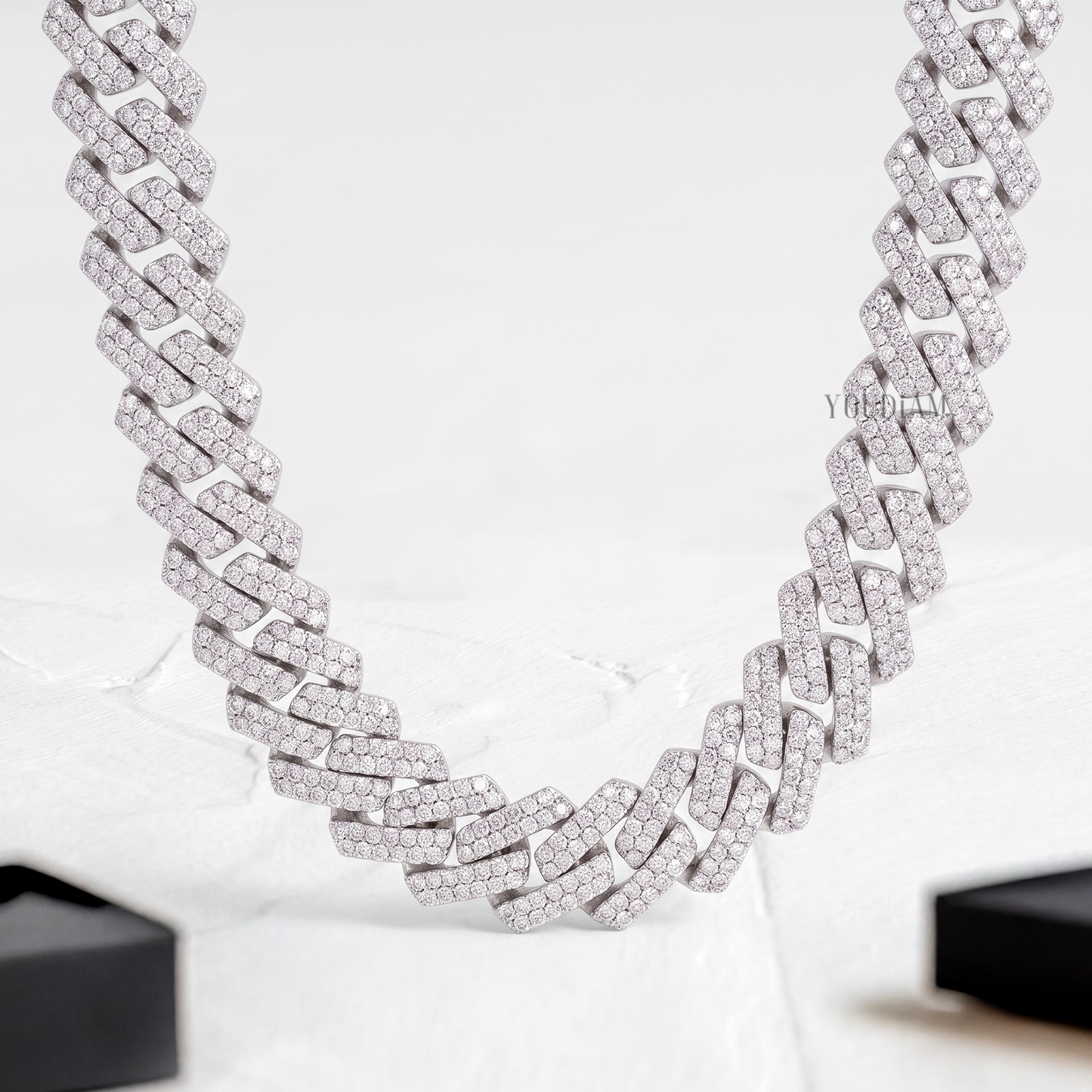 2 Row Cuban Link Chain 15mm with Lab Diamonds - YDJIOC10