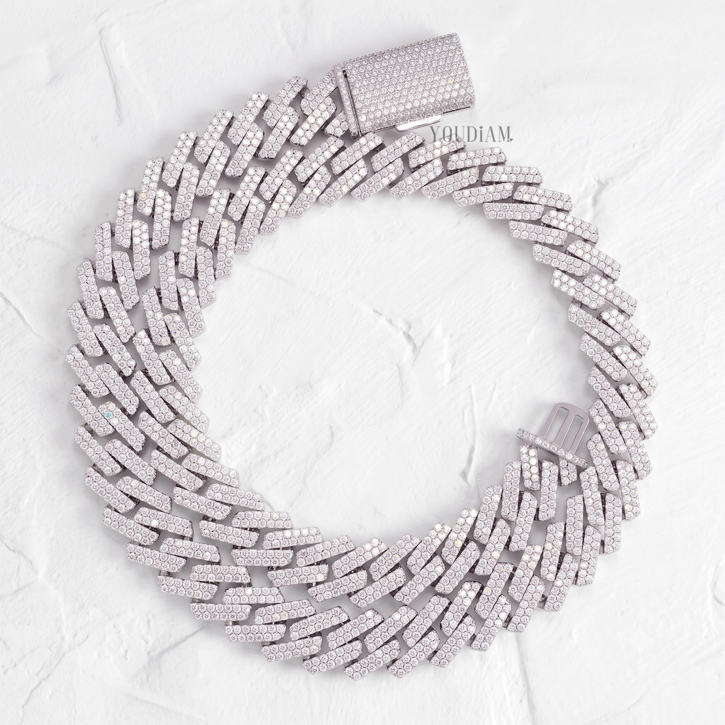 2 Row Cuban Link Chain 15mm with Lab Diamonds - YDJIOC10