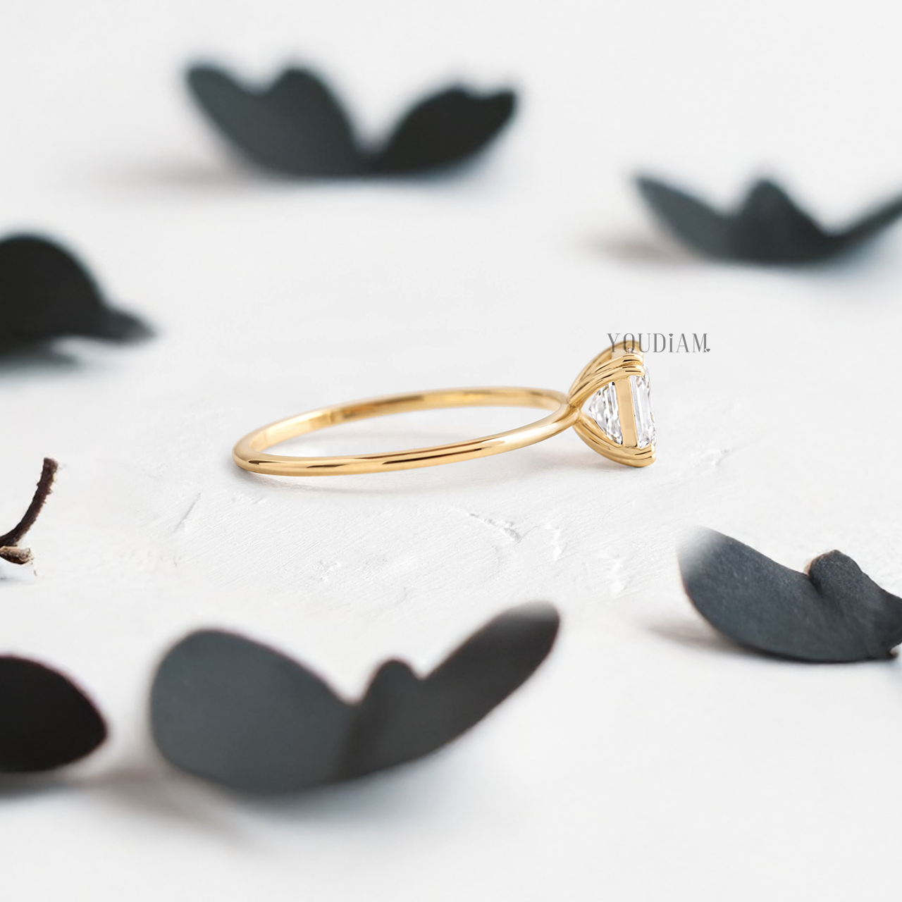 Asscher Lab Diamond in Four Double-Prongs Ring - YDJLR74