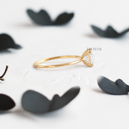 Asscher Lab Diamond in Four Double-Prongs Ring - YDJLR74