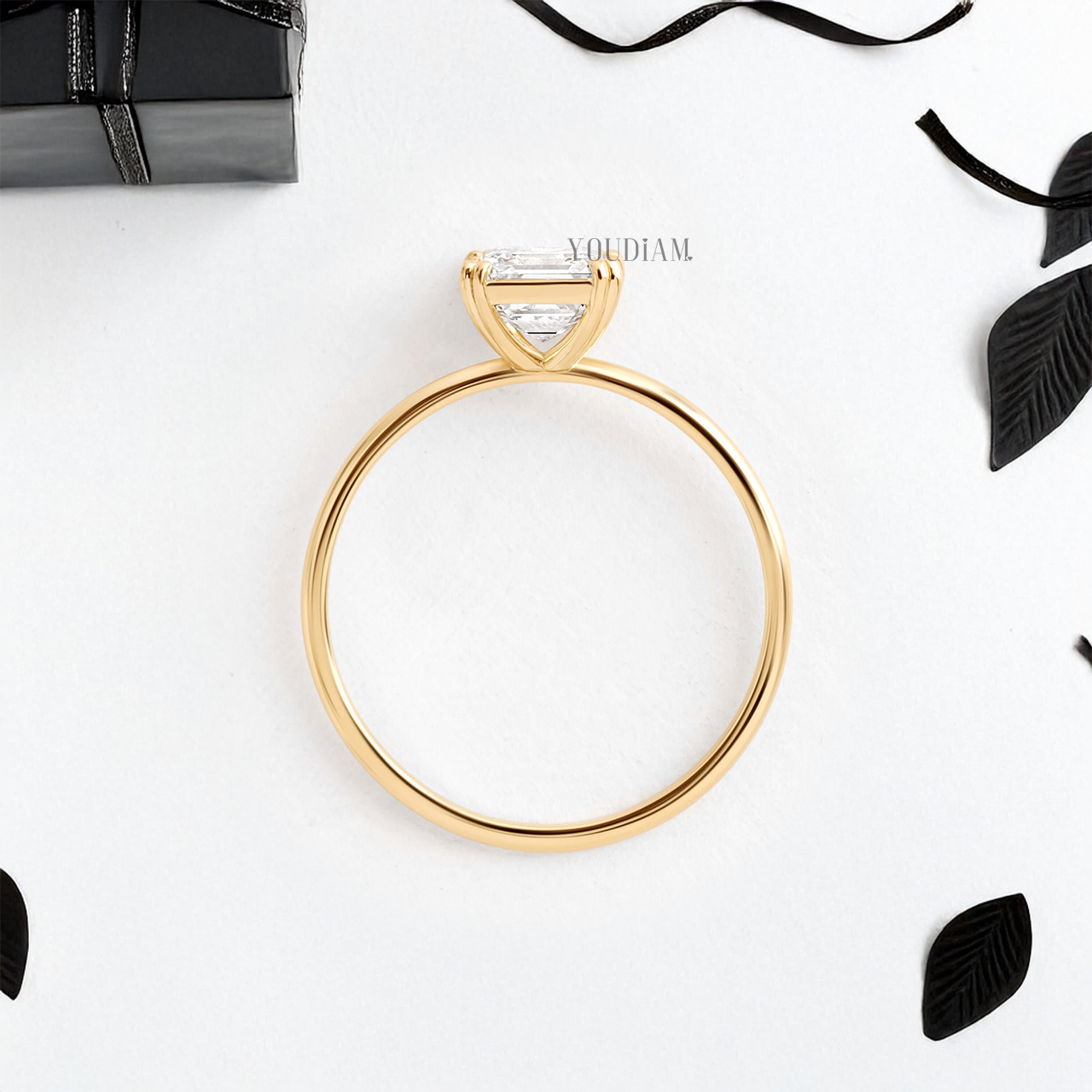 Asscher Lab Diamond in Four Double-Prongs Ring - YDJLR74