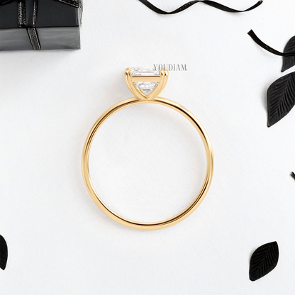 Asscher Lab Diamond in Four Double-Prongs Ring - YDJLR74