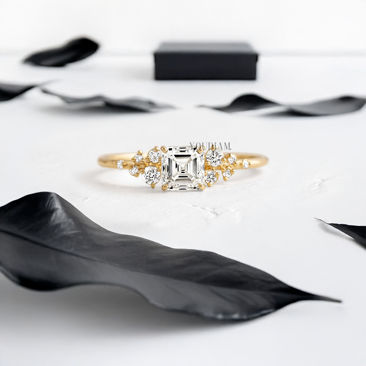 Asscher Lab Diamond with Accent Diamonds Ring - YDJLR90