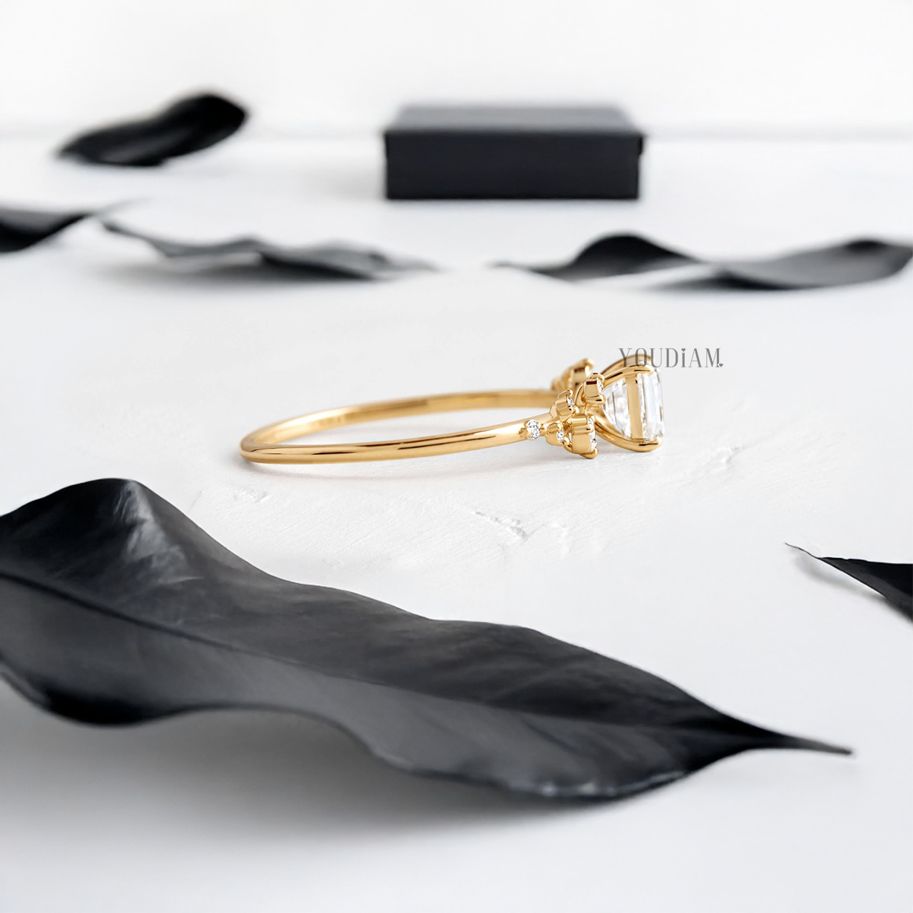 Asscher Lab Diamond with Accent Diamonds Ring - YDJLR90