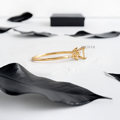 Asscher Lab Diamond with Accent Diamonds Ring - YDJLR90