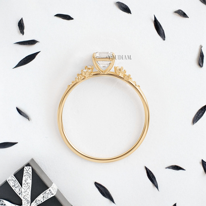 Asscher Lab Diamond with Accent Diamonds Ring - YDJLR90