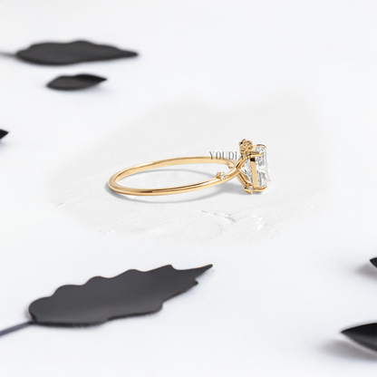 Cushion Lab Diamond with Scattered Accent Diamonds Ring - YDJLR101