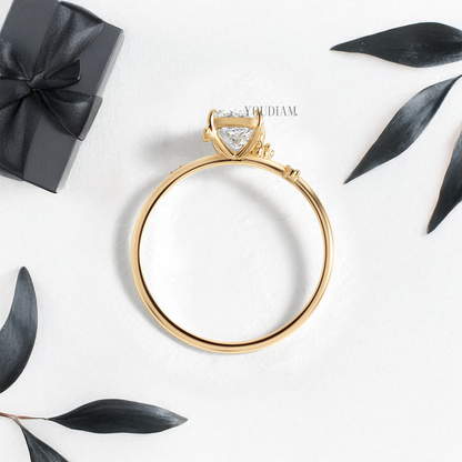 Cushion Lab Diamond with Scattered Accent Diamonds Ring - YDJLR101