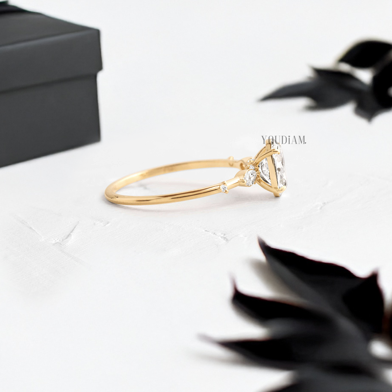 Oval Lab Diamond with Tiny Accented Diamonds Ring - YDJLR78